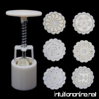 Yaonow 6 Rose Flower Stamps Moon Cake Mold  Mid-Autumn Festival Mooncake Mold Hand Pressure Mould DIY Cake Decoration Tool Mould Round Mooncake Mold Tool 50g DIY - B07GL1YD94